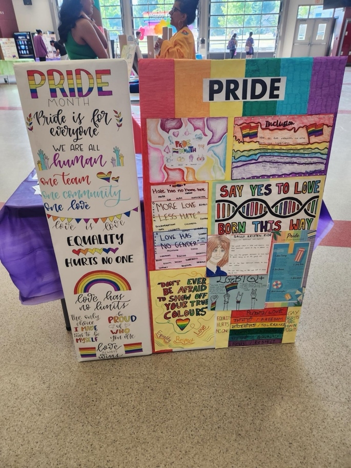 A group of posters on a table  Description automatically generated