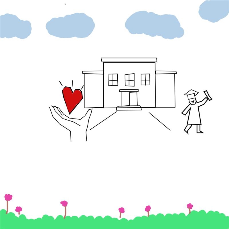 A drawing of a house and a person holding a heart
AI-generated content may be incorrect.