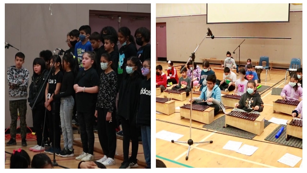 Students perform in a music concert.